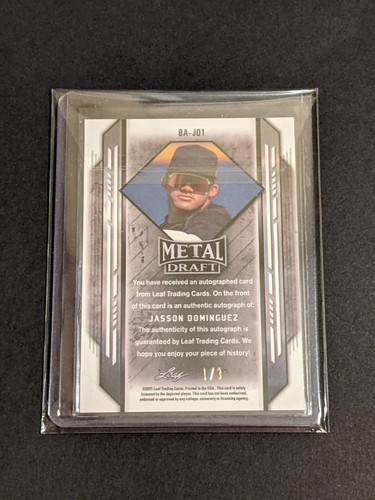 Jasson Dominguez Autograph /3 2021 Leaf Metal Draft Yankees Prospect Auto - Picture 3 of 12