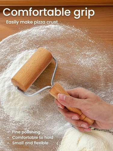Pizza Nudelholz, kleines Nudelholz, antihaftbeschichteter Holzteigroller für Gebäck T - Bild 5 von 7