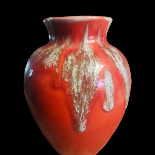 Studio Art Pottery 6" Vase Red with White Brown Drip Glaze Flower Bud Vessel - Picture 6 of 13