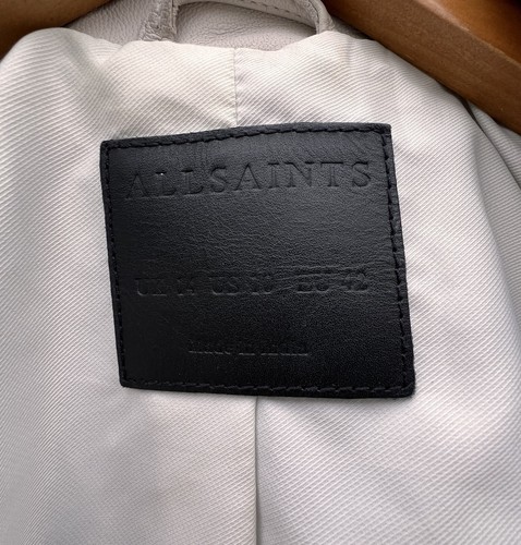 AllSaints DALBY Leather Jacket UK14 US10 EU42 White Moto Ladies Biker All Saints - Picture 8 of 14