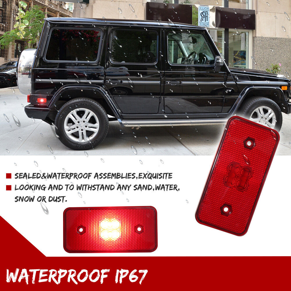 Red Lens Rear LED Side Marker Lights For 0214 MercedesBenz W463 G500