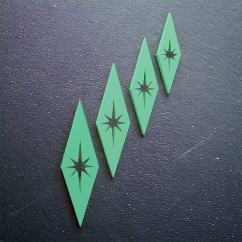 Mid Century Modern Vintage Style Diamond Starburst Kühlschrankmagnete MCM Dekor 60er - Bild 5 von 12
