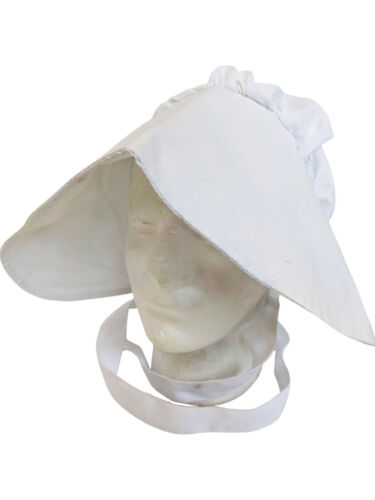 White Bonnet Colonial Pilgrim Quaker Amish Pioneer Hat Handmaid's Tale Offred - Picture 3 of 7