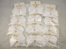 Jumbo White Hair Bow Clip lot of 12 Cat  Jack