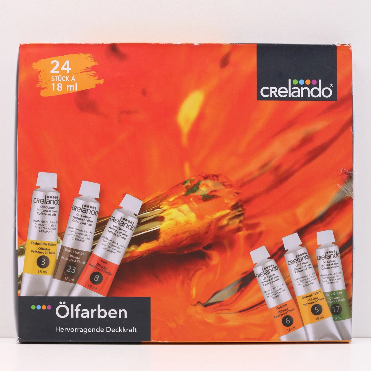Crelando Ölfarbe Ölfarben Set 24 Tuben je 18ml Öl Farbset