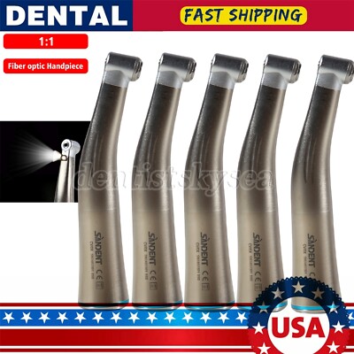 1-5Pc NSK Style Dental 1:1 Fiber Optic LED Contra Angle Low Speed Handpiece KYUS