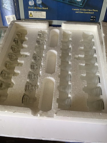 Classic Glass Chess Set Game Clear and Frosted Pieces and Board - Picture 3 of 5