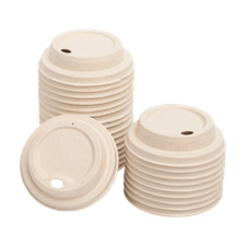 Karat Earth PFAS Free Bagasse Sipper Dome Lid for 8oz Cup - 500 ct,KE-BDL508N