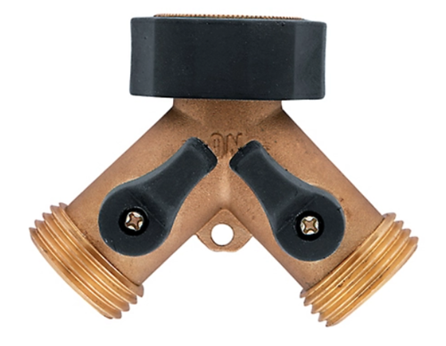 Orbit 58248N - Brass 2-Way Shut-Off Hose Y Adapter