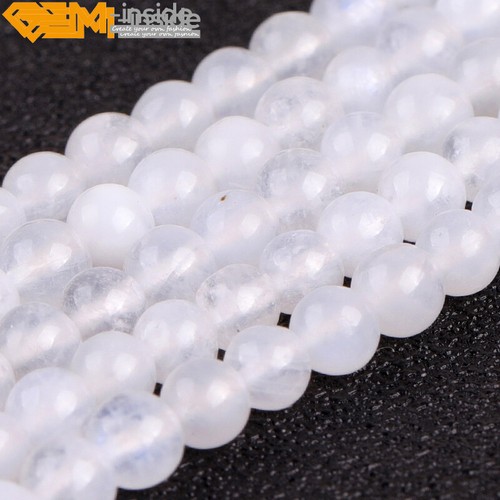 AAA Grade Natural Genuine Blue Rainbow Moonstone Gems Beads For Jewelry Making - Picture 13 of 32