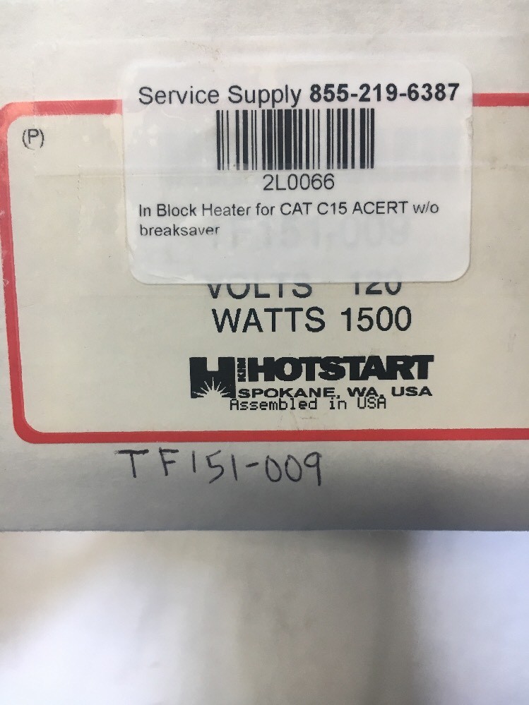 Hotstart TF151-009 Block Heater for Caterpillar C15 ACERT FREE SHIPPING