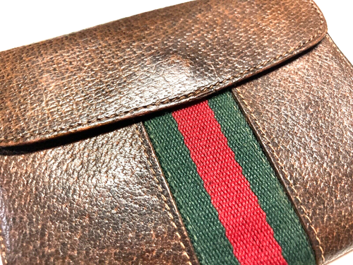 OLD GUCCI 1970s G.GUCCI HORSE BIT G BUCKLE CHERIE LEATHER WALLET ITALIAN COLOR - Picture 15 of 22