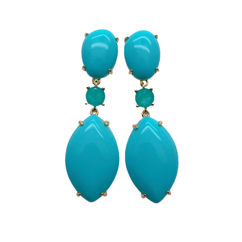 Aretes colgantes de cristal verde turquesa azul 16x26 mm - Imagen 3 de 6