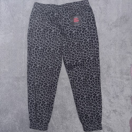 New Celebrity Pink Curvy Jogger Pant Size L Gray Animal Print Elastic Waist LG - Picture 3 of 6