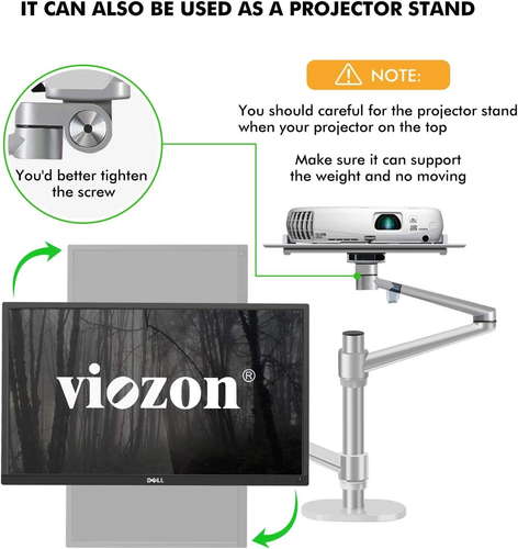 Viozon Monitor and Laptop Mount, 2-in-1 Adjustable Dual Arm Desk Silver - Picture 6 of 7