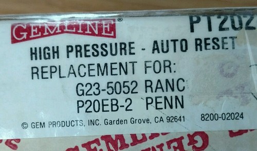 HOCHDRUCKSTEUERUNG SPDT Schalter - Auto Reset Steuerung Gemline® PT2024 NEU - Bild 1 von 8