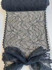 Stretch Black Floral French Eyelet Lace Trim for Sewing/Crafts/Bridal/9" Wide