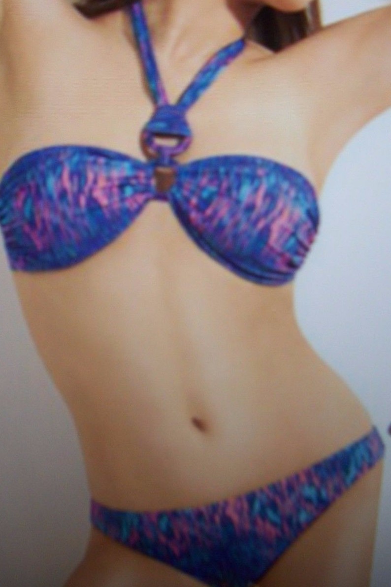 NEW GOTTEX 2 pc bandeau bikini swimsuit RAIN FOREST sz 8 bluee pink watercolor NEW GOTTEX 2 pc bandeau bikini swimsuit RAIN FOREST sz 8 bluee pink watercolor