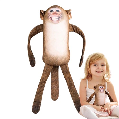Soft Cute Monkey Stuffed Animal Mouth Open Monkey Plush Doll for Kids Girls Boys - Picture 4 of 12