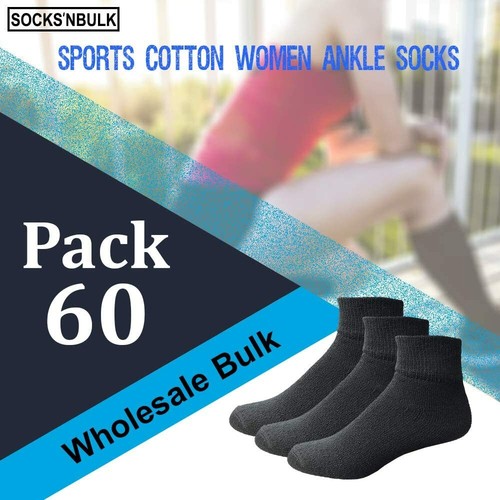 SOCKS'NBULK 60 Pairs Men & Woman Cotton Unisex Crew Ankle Tube "Sock Size 10-13" - Picture 161 of 247