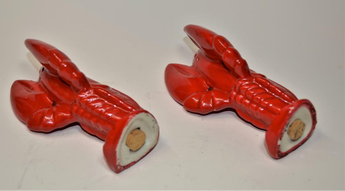 Vintage SHELBURNE NS Japan Ceramic RED LOBSTER Shape Set Salt