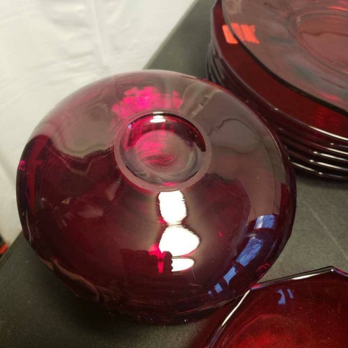 Vintage Ruby Red Assorted Lot Martinsville Depression Glass Plates Cups Bowl - Picture 8 of 24