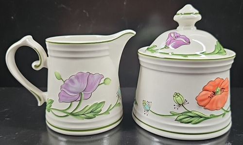19 Pc Villeroy Boch Amapola Cups Saucers Creamer Sugar Bowl Lid Set Vintage Lot - Picture 5 of 24