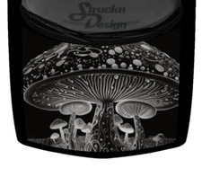 Big Spotted White Blacklight Mushroom Hood Wrap Vinyl Graphic Decal 58