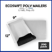 200 9x11 EcoSwift Poly Mailers Plastic Envelopes Shipping Mailing Bags 1.7MIL