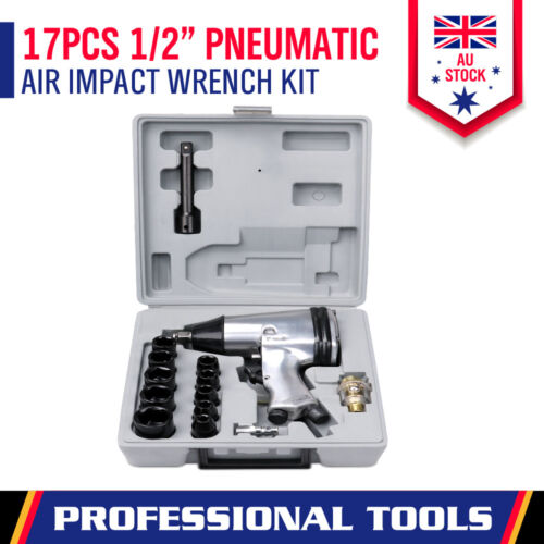 17Pc Air Impact Wrench Kit 1/2" Dr. Socket Set Rattle Gun Pneumatic Tool Set New - Picture 1 of 9