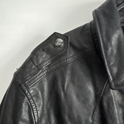 Hombres All Saints Stenburg Chaqueta de Cuero Moto Café Chaqueta Talla UK MEDIANA - Imagen 4 de 7