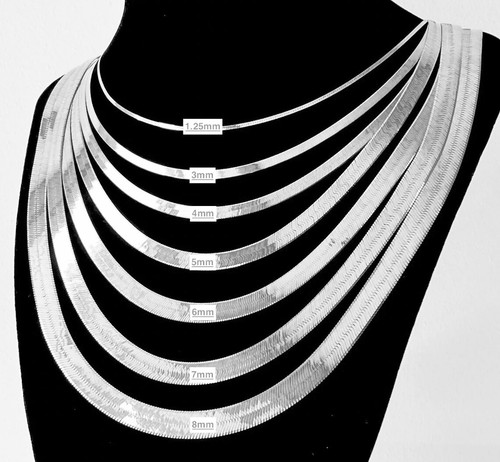 Massiv 925 versilberte Herringbone Gliedkette Halskette & Armband/Männer & Frauen - Bild 4 von 6