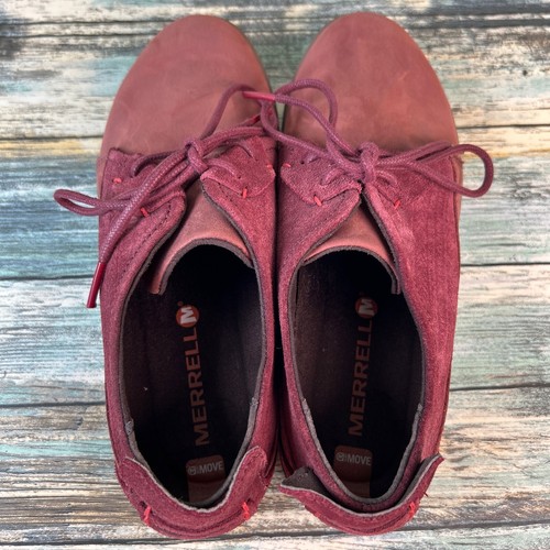 Merrell Sneakers Womens 5.5 Red Leather Casual Lace Up Walking Tennis Shoes - Picture 5 of 11