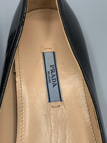 PRADA Ballerinas schwarz silber Lackleder Gr. 38 Damen Slipper Schuhe - Bild 3 von 6