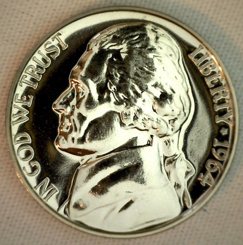 1964 Proof Jefferson Nickel 5c Five Cent Coin Made in USA 5 Cents - Picture 1 of 2