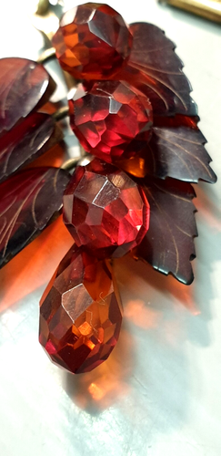 Antike Kette Golddoublee um 1900 mit großem Bernstein Anhänger Cherry Amber - Bild 5 von 10
