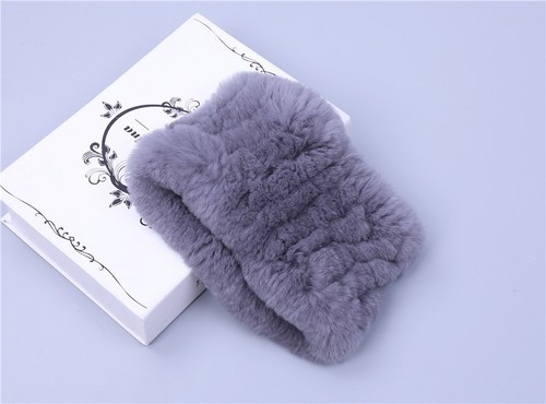 Women Real Rex Rabbit Fur Handmade Headbands Girl Ring Cowl Snood Scarves Winter - Picture 24 of 42
