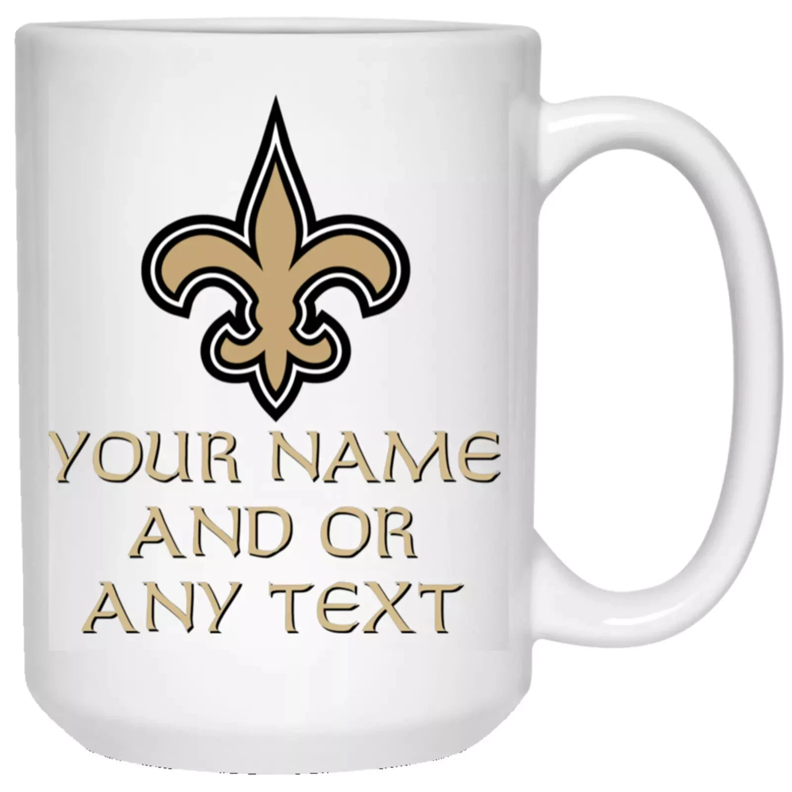 Custom Personalized New Orleans Saints White Ceramic Coffee Mug Cup