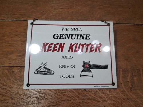 Vintage 'We Sell Genuine Keen Kutter' Metal Embossed Sign 8 1/2" x 11" M64 - Picture 3 of 5