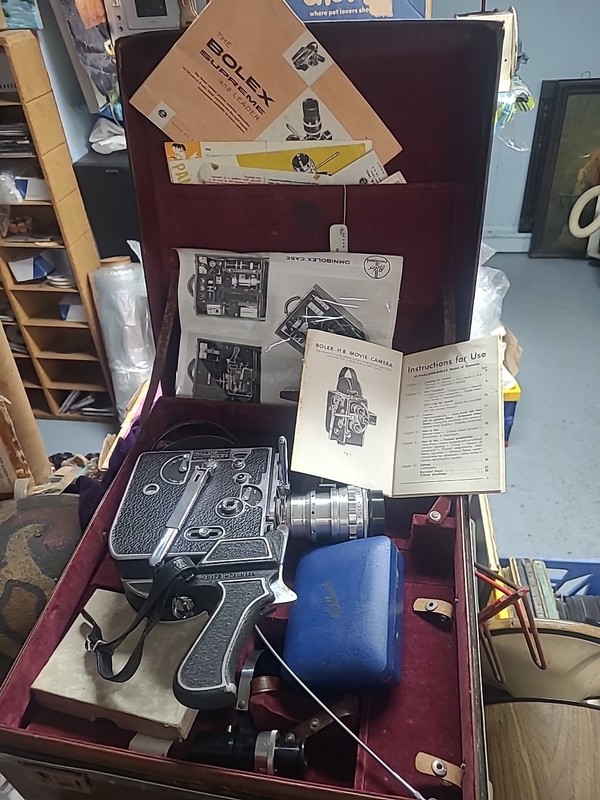 1950's Bolex H8 Movie Camera. 8mm Camera W/ Case & accessories