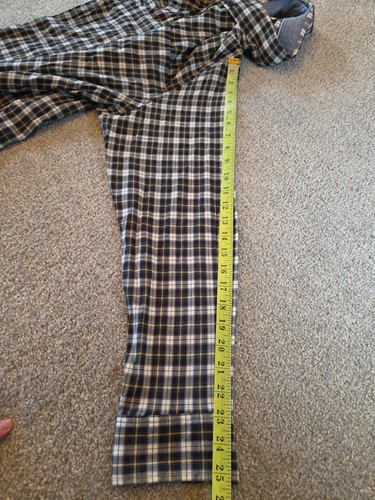 Mens Lands End Brushed Twill Shirt Button Down Plaid Long Sleeve XL Blue Green - Bild 9 von 12