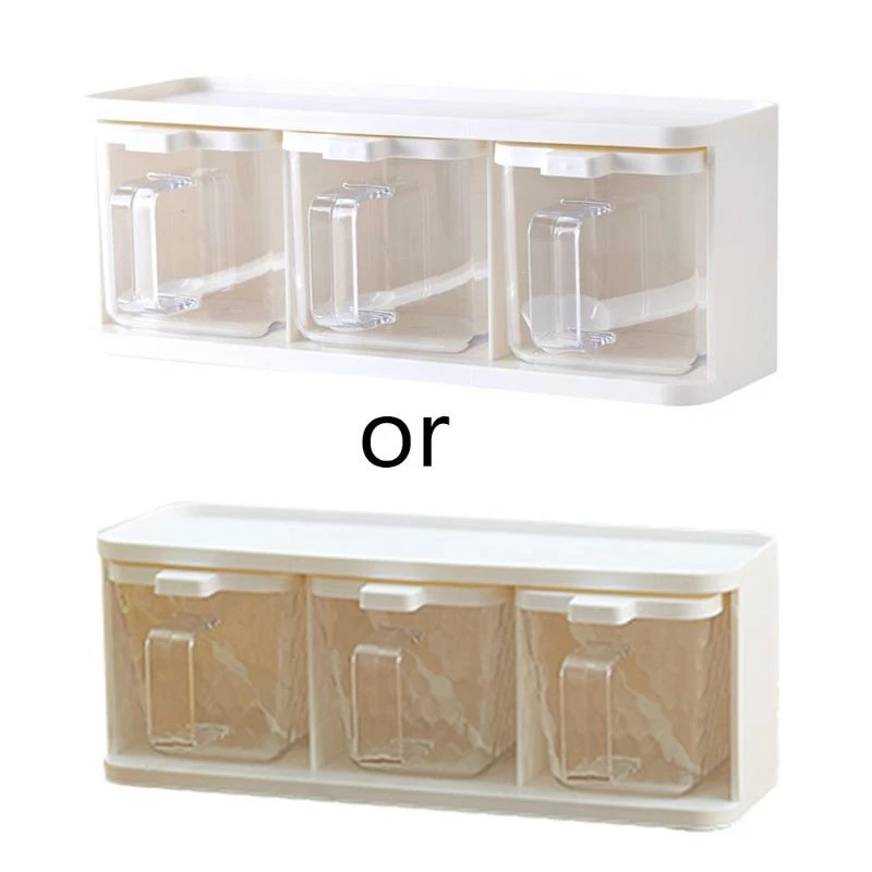 Spice Container Rack with 3 Empty Box Large Capacity Kitchen Condiment Jars