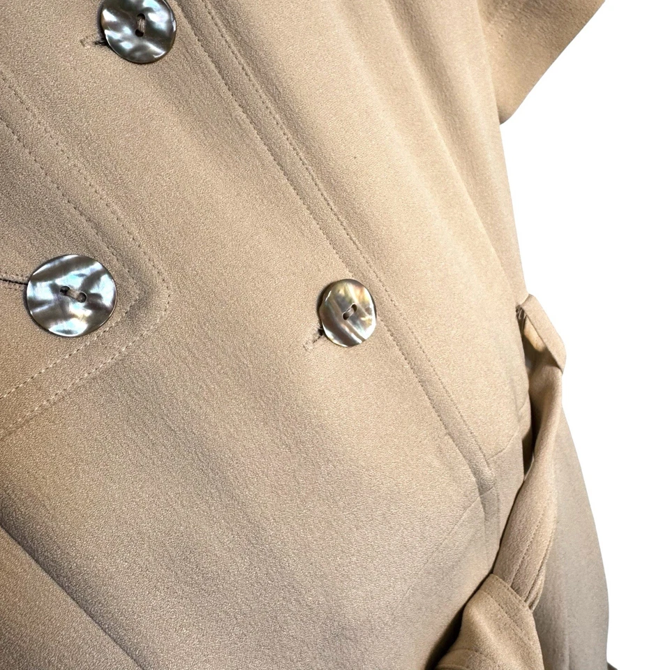 Vintage Dana Buchman Talla 6 Crema Beige 100% Seda Vestido Camisero con Cinturón Manga Corta Foto 2 de 4