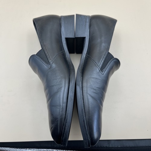Munro American Lady's Sz 9.5 SS Shoes Black Leather Slip On Block Heel Roma - Picture 6 of 10