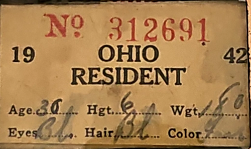Licencia de pesca residente del estado de OHIO 1942 pin-back marco de metal insignia - Imagen 2 de 7