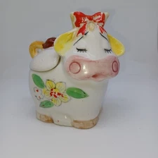 Vintage Anthropomorphic Cow Sugar Bowl Ebrink Japan