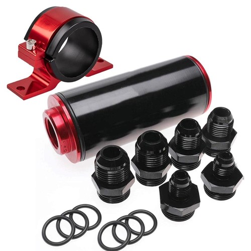 High Flow Inline Fuel Filter 100 Micron Cleanable AN6 8 AN10 Adapter Universal _ - Imagen 11 de 11