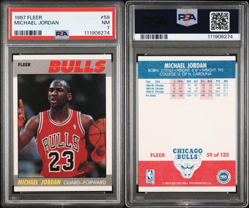 1987 Fleer Michael Jordan #59 2nd Year PSA 7 NM Bulls - Picture 3 of 3
