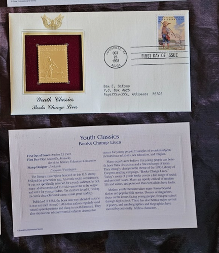 22kt Golden Replica 1st Day of Issue U.S. Youth Classics 1993 w/Info Postcard - Picture 10 of 16