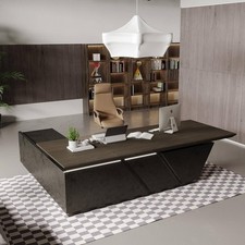 94.5in Adjustable L Shaped Executive Desk LED Light File Cabinets Business Desk